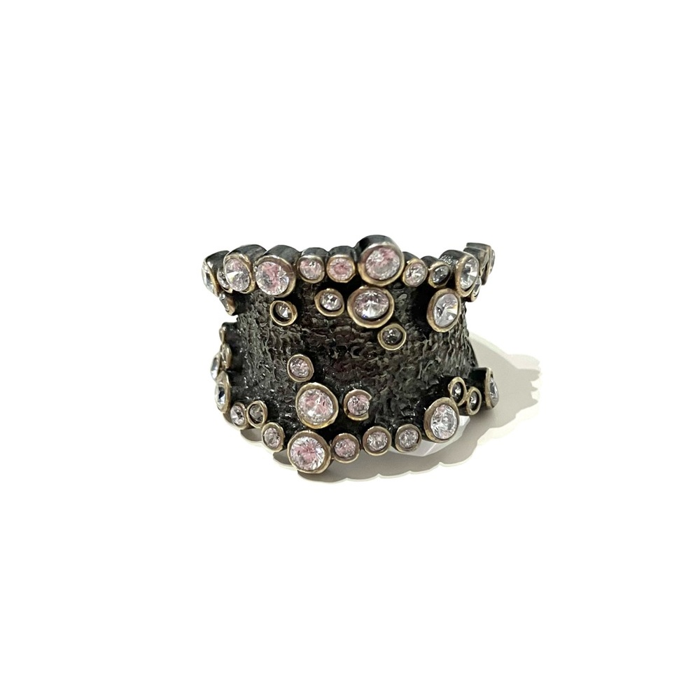 Blackened Sterling Silver Organic CZ Band Ring